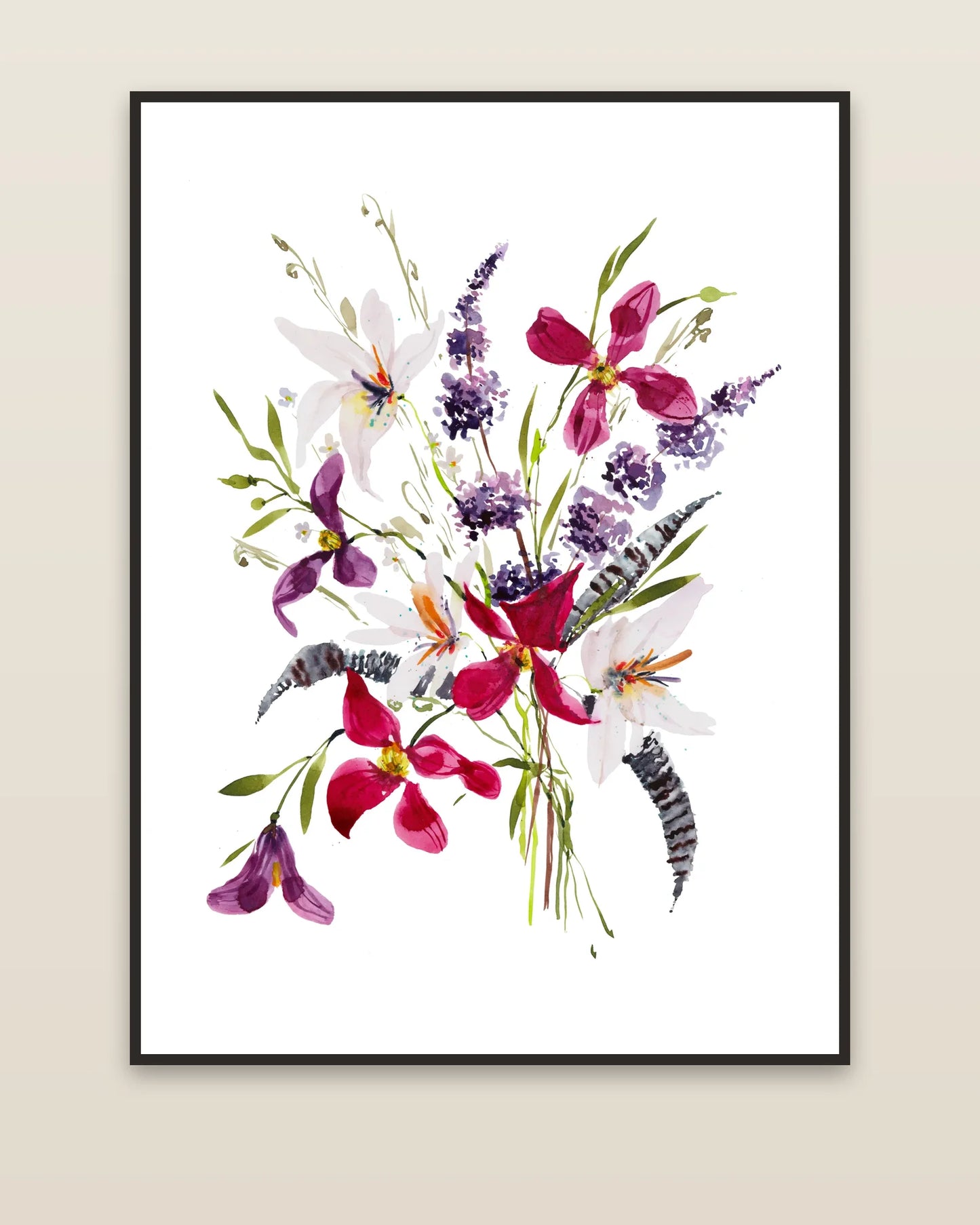 Loose Wild Flowers framed on a wall